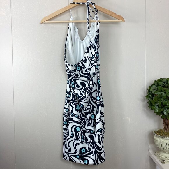 Cotton On Black and White Ribbed V-Neckline Halter Dress Size Small - Picture 5 of 7